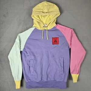 Teddy Fresh Hoodie Mens Small Colorblock Multicolor‎ Pastel Pullover Sweatshirt